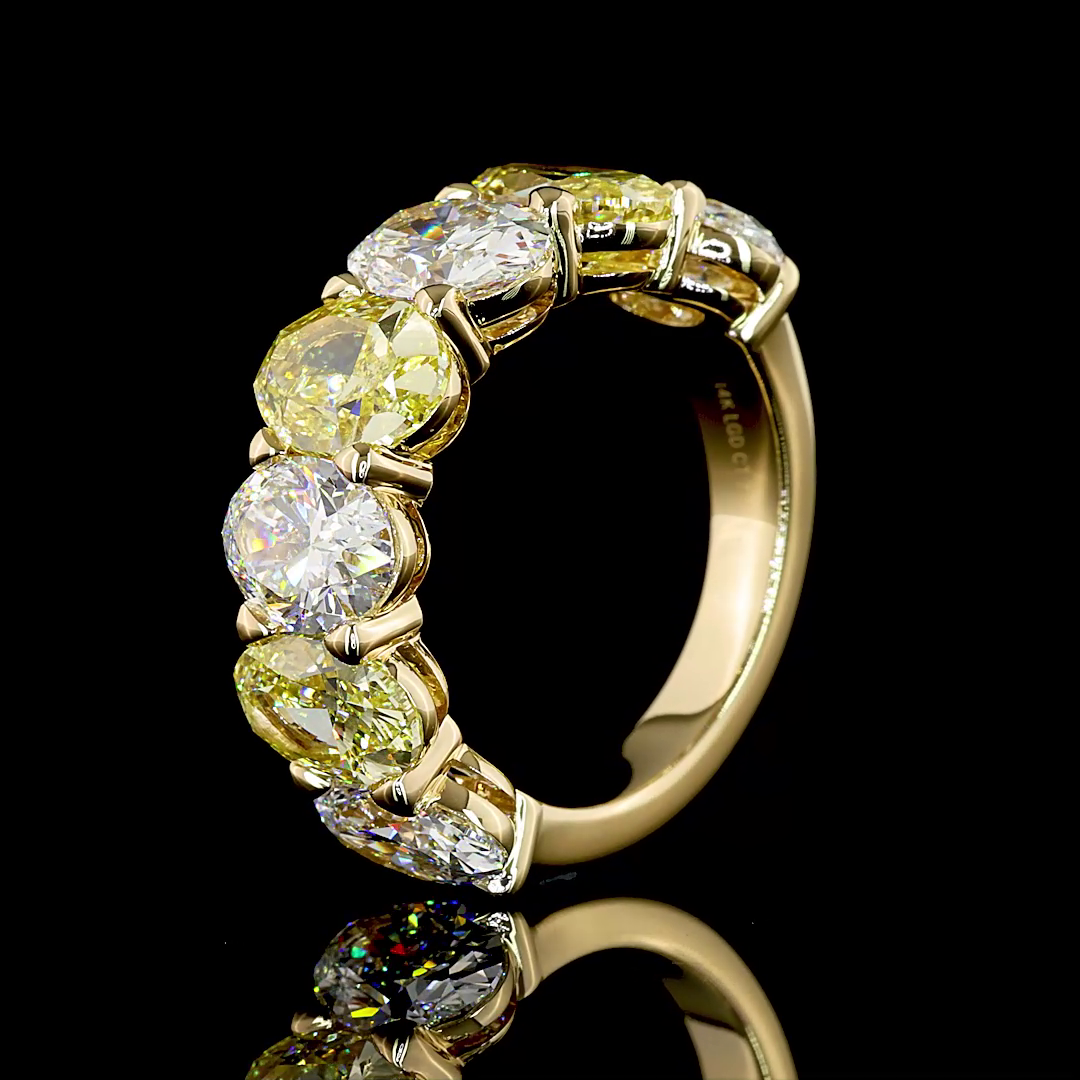 7.92 CTTW Oval Lab Diamond 7 Stones Eternity Band Sz. 6.5 14k Yellow Gold Fancy Vivid Yellow Color and VS2 Clarity jewelry-spot-usa