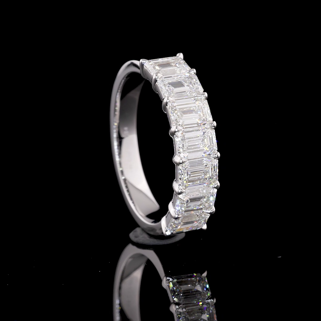 3.12 CTTW Emerald Lab Diamond Half Eternity Eternity Band Sz. 6.5 14k White Gold D Color and VVS2 Clarity jewelry-spot-usa