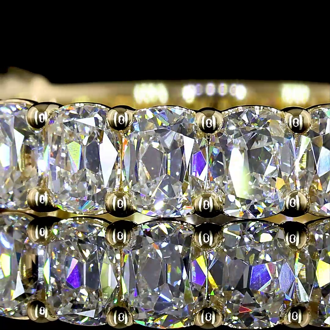 2.11 CTTW Antique Cushion Lab Diamond 3/4 Eternity Band Sz. 7 14k Yellow Gold (F Color and VS1 Clarity)