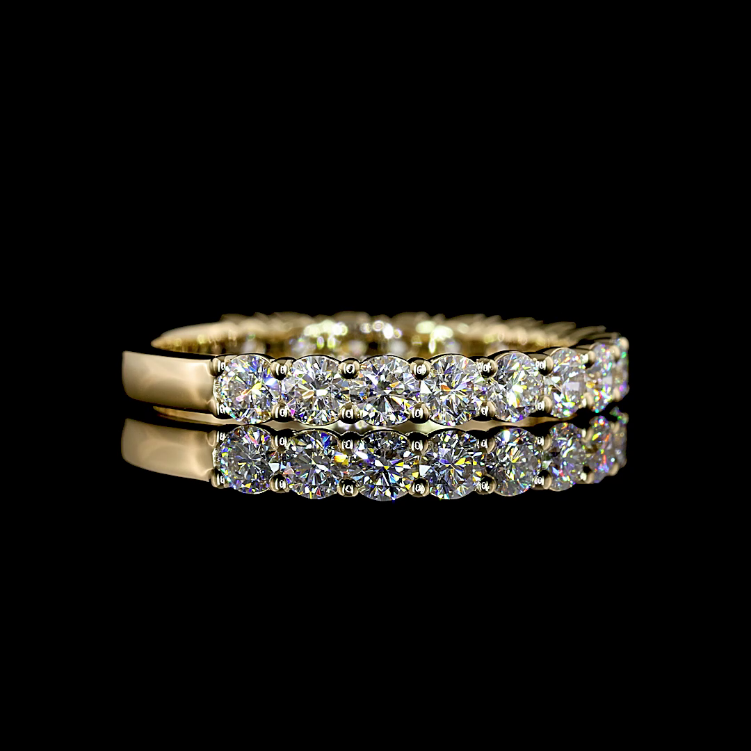 1.11 CTTW Round Lab Diamond 3/4 Eternity Band Sz. 6.5 14k Yellow Gold E Color and VS Clarity jewelry-spot-usa
