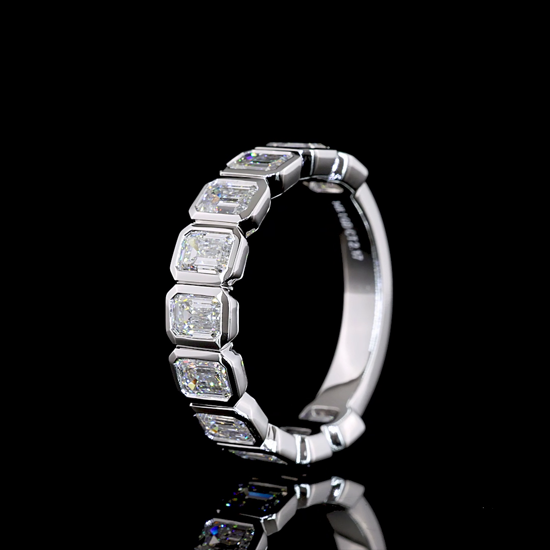 2.17 CTTW Emerald Lab Diamond 3/4 Eternity Band Sz. 6 14k White Gold E Color and VS Clarity jewelry-spot-usa