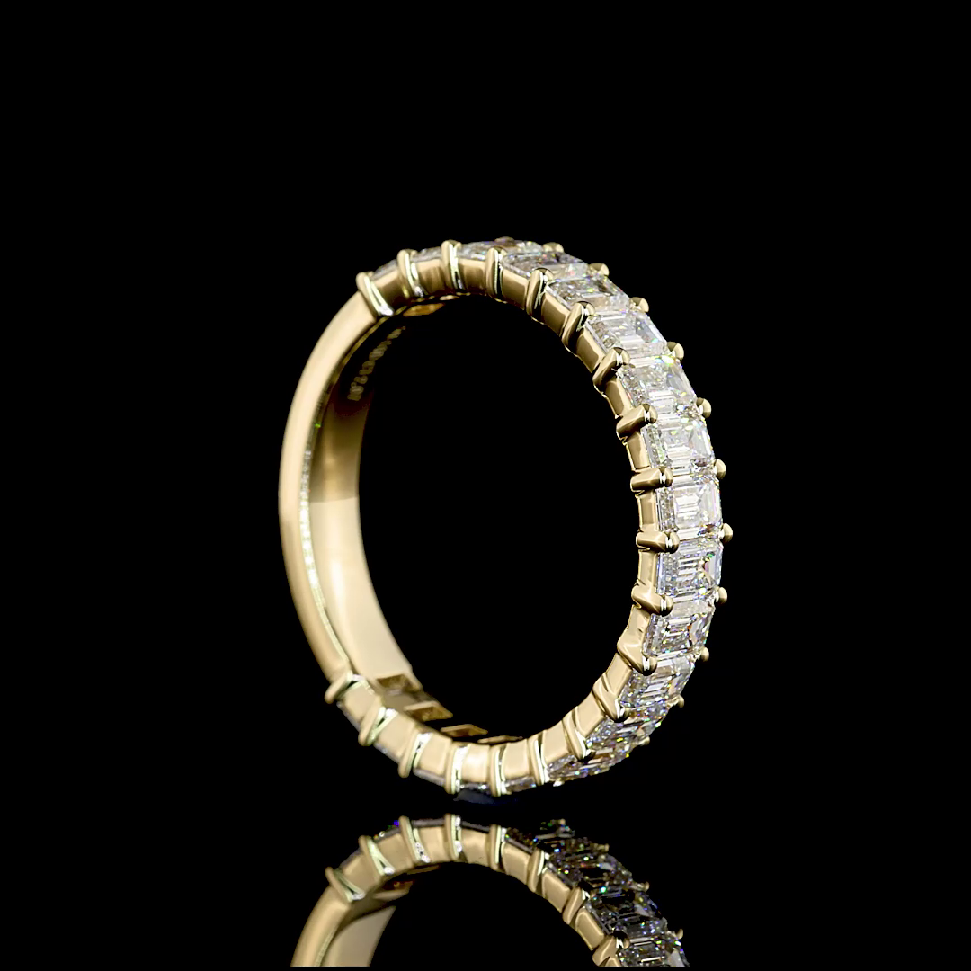 2.03 CTTW Emerald Lab Diamond 3/4 Eternity Band Sz. 6.5 (E Color and VS/VS2 Clarity)