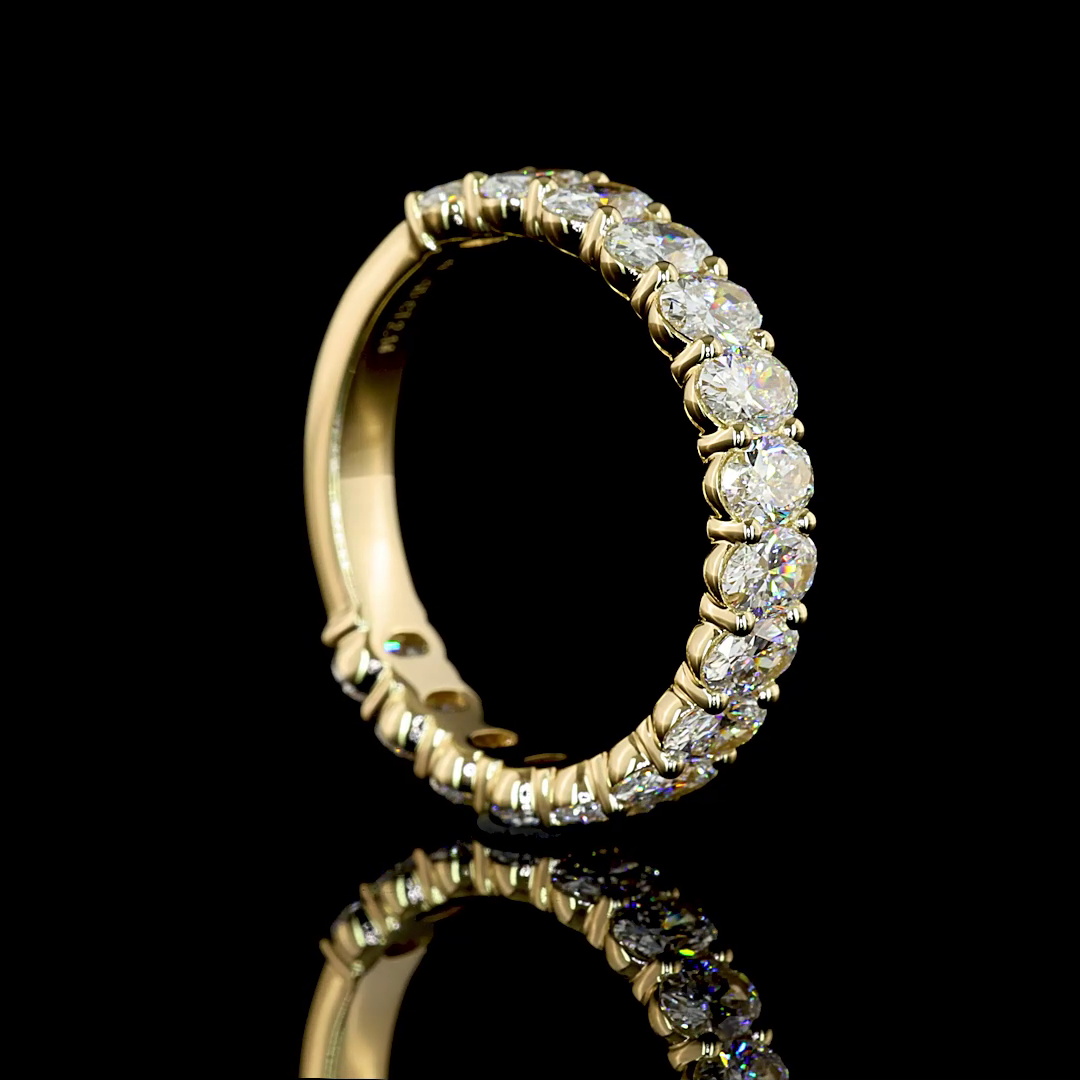2.02 CTTW Oval Lab Diamond 3/4 Eternity Band Sz. 6.5 (E Color and VS2/VS Clarity)