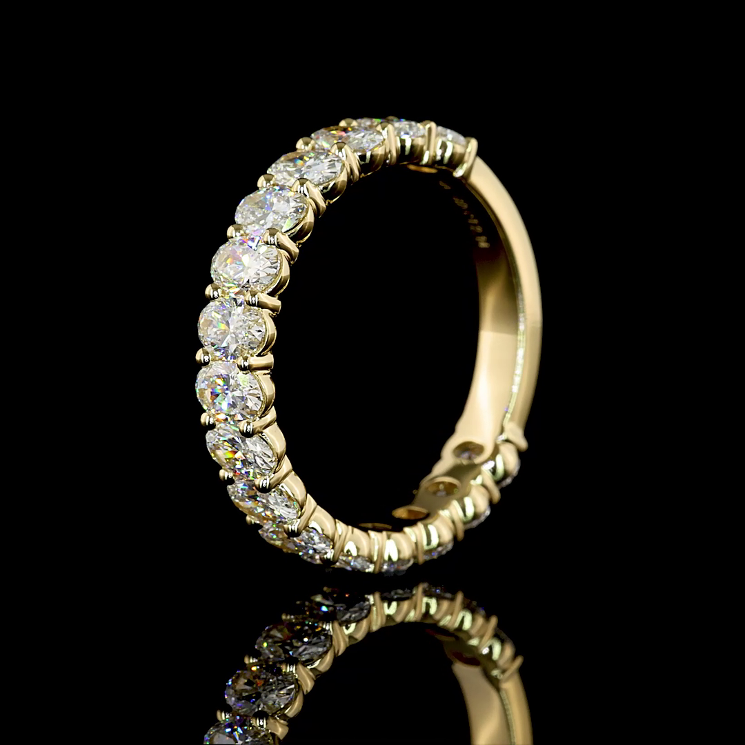 2.02 CTTW Oval Lab Diamond 3/4 Eternity Band Sz. 6.5 (E Color and VS2/VS Clarity)