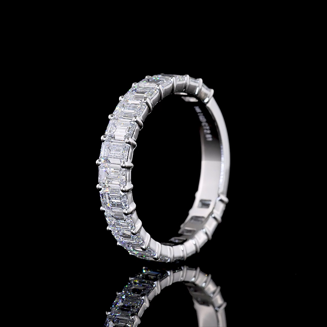 2.57 CTTW Emerald Lab Diamond 3/4 Eternity Band Sz. 6.5 (E Color and VS1/VS Clarity)