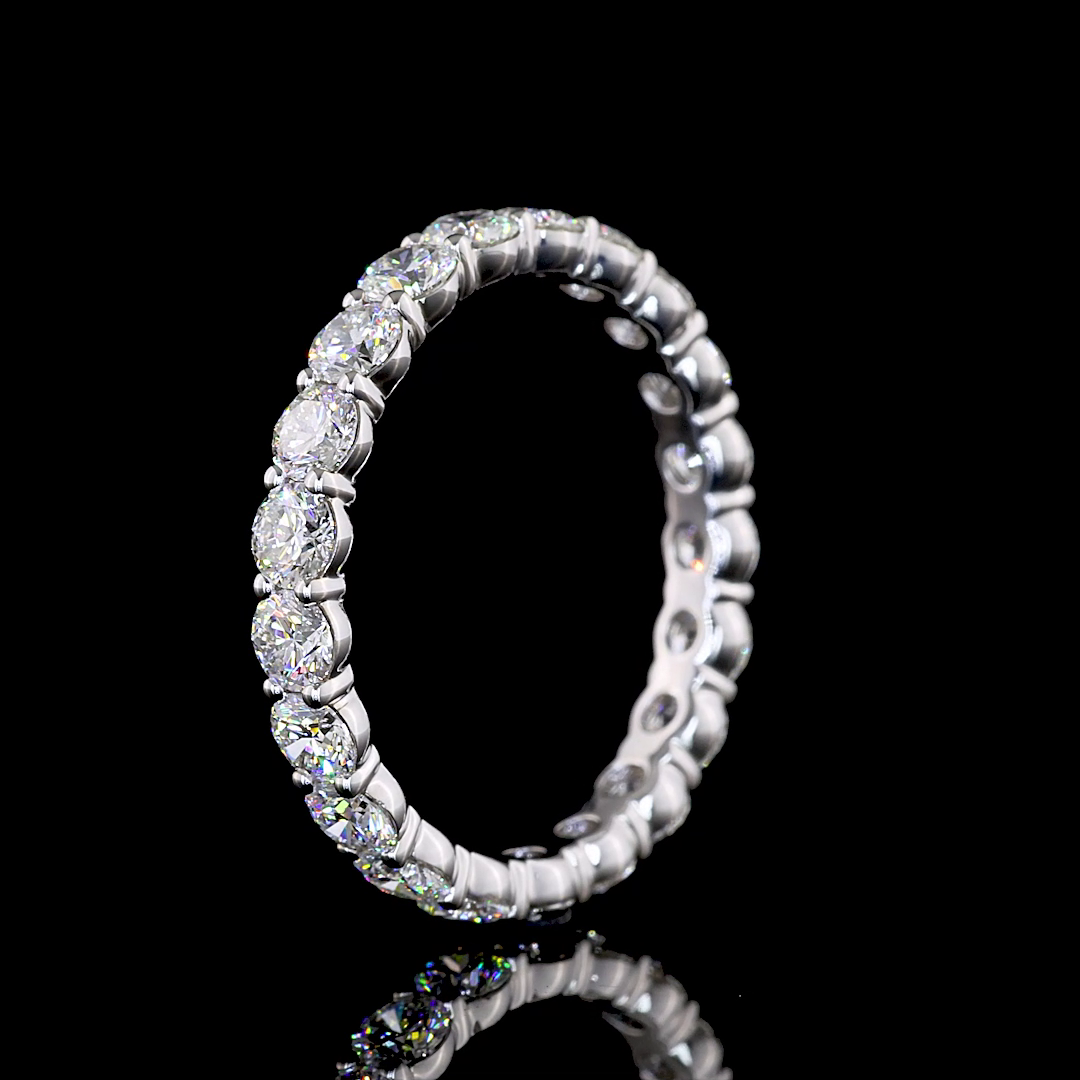 2.01 CTTW Round Lab Diamond Full Eternity Sz. 6.5 Silver E Color and VS1 Clarity jewelry-spot-usa