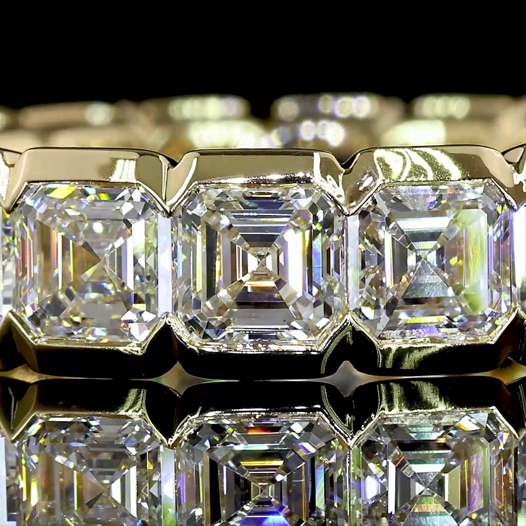 5.05 CTTW Asscher Lab Diamond Full Eternity Sz. 6.5