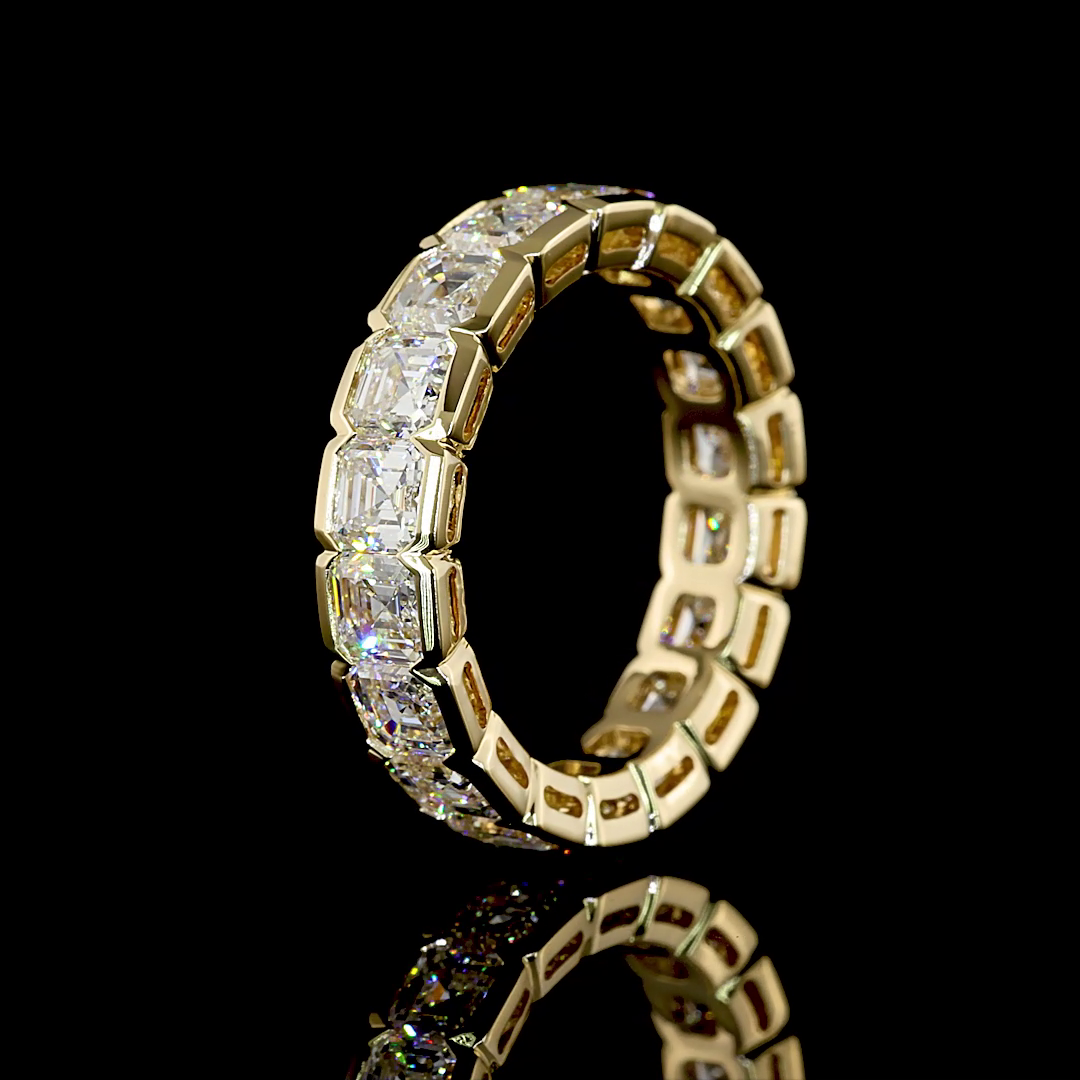 5.05 CTTW Asscher Lab Diamond Full Eternity Sz. 6.5