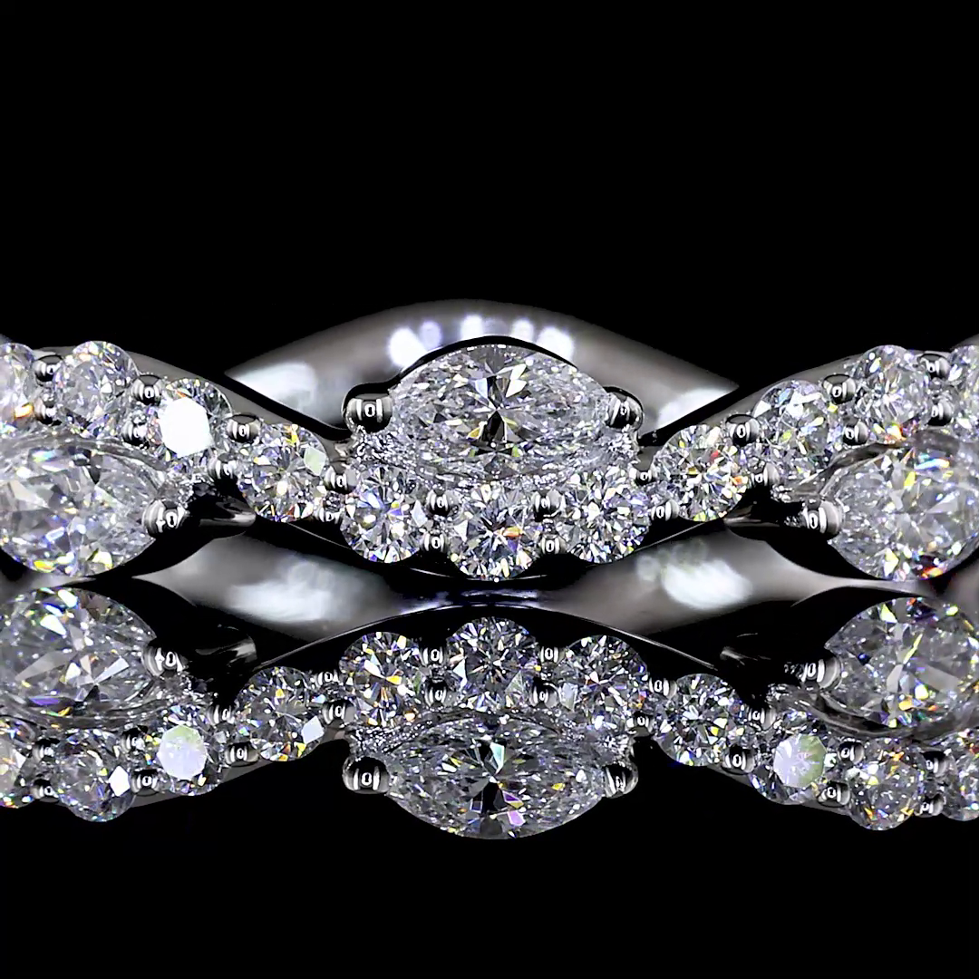 0.63 CTTW Marquise Lab Diamond 3/4 Eternity Band (E Color and VS1 Clarity)