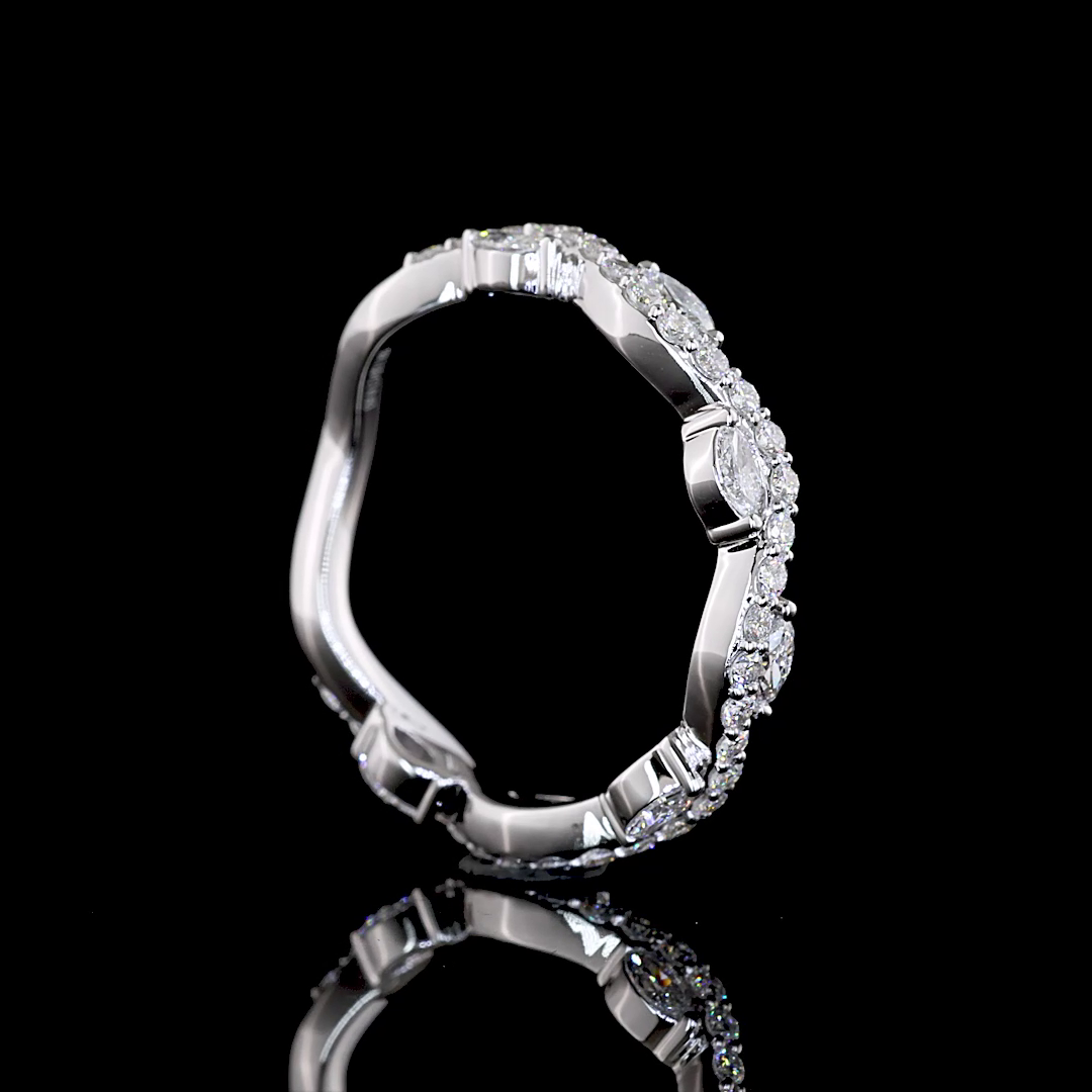 0.63 CTTW Marquise Lab Diamond 3/4 Eternity Band (E Color and VS1 Clarity)