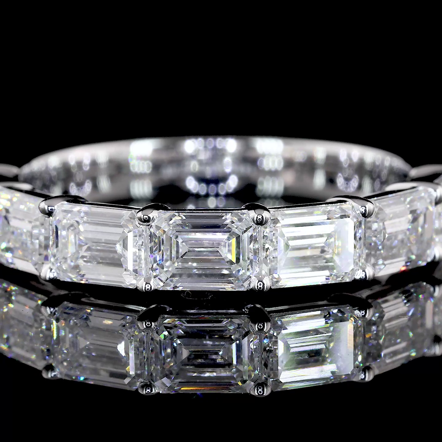 1.93 CTTW Emerald Lab Diamond Half Eternity Eternity Band Sz. 6.5 14k White Gold (F Color and VVS2/VS1 Clarity)