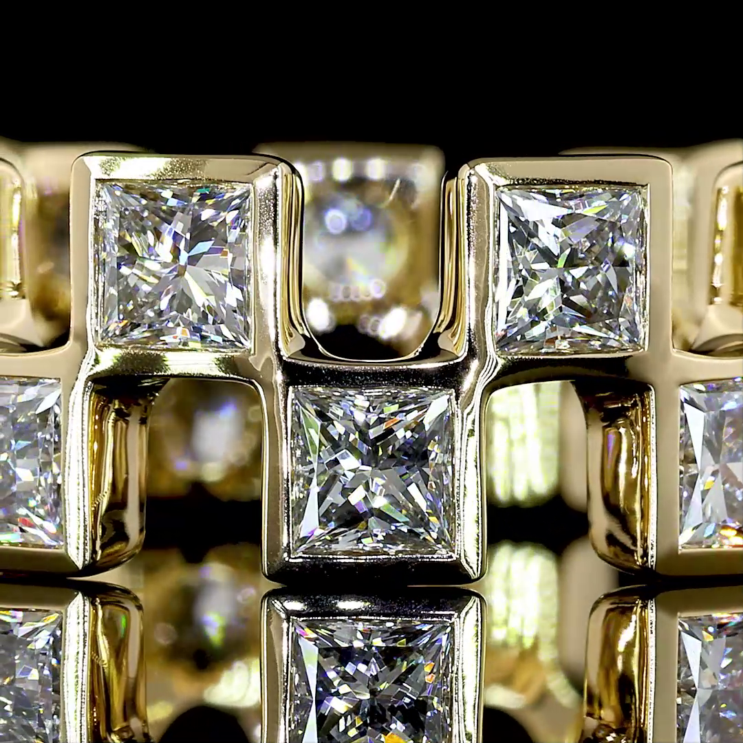 3.62 CTTW Princess Lab Diamond Full Eternity (E Color and VS1 Clarity)