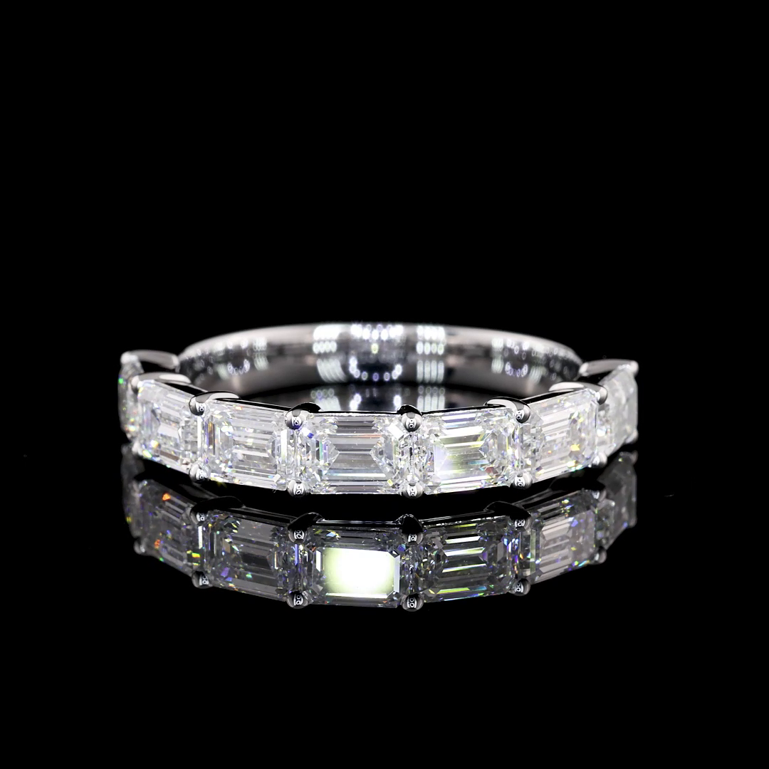 4.05 CTTW Emerald Lab Diamond Half Eternity Eternity Band Sz. 6.5 14k White Gold E Color and VS1 Clarity jewelry-spot-usa
