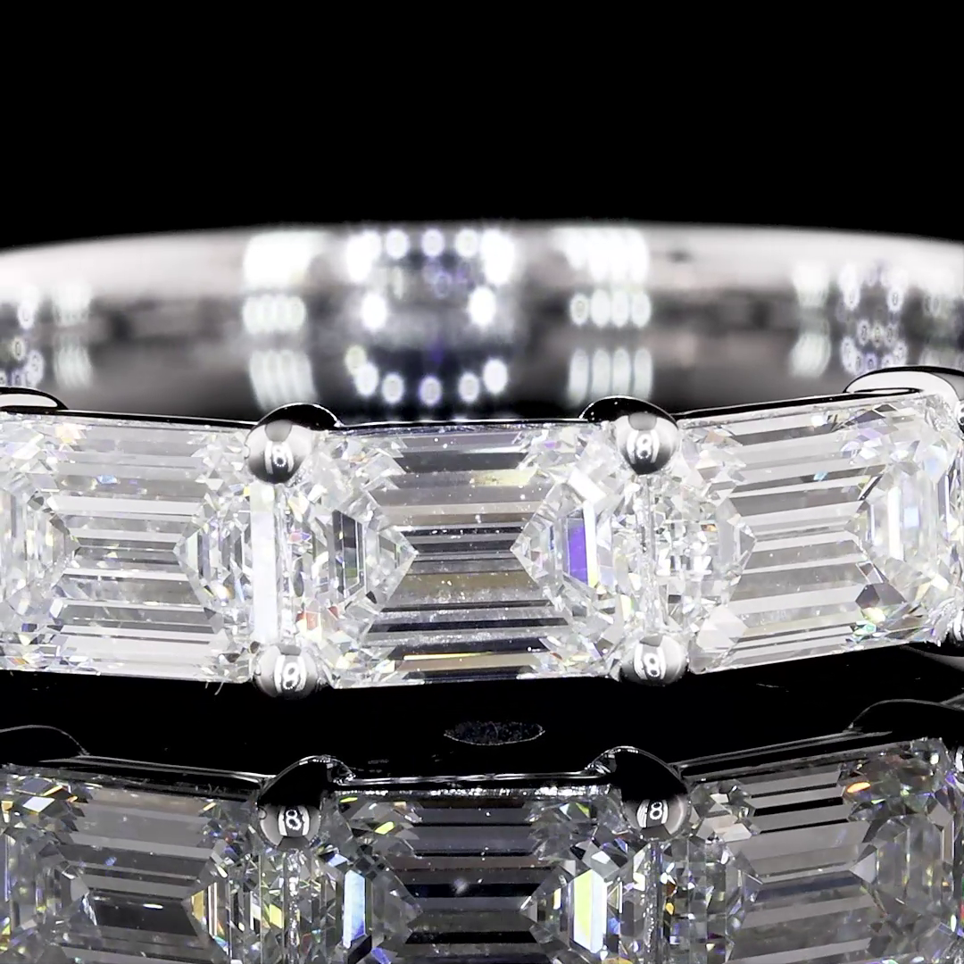 4.05 CTTW Emerald Lab Diamond Half Eternity Eternity Band Sz. 6.5 14k White Gold E Color and VS1 Clarity jewelry-spot-usa