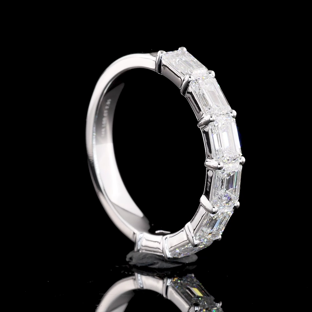 4.05 CTTW Emerald Lab Diamond Half Eternity Eternity Band Sz. 6.5 14k White Gold E Color and VS1 Clarity jewelry-spot-usa