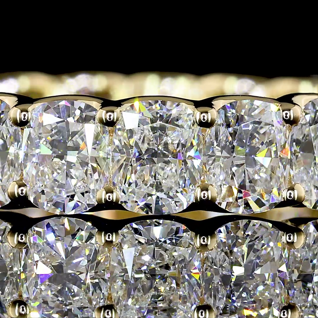 3.41 CTTW Cushion Brilliant Lab Grown Diamond Full Eternity Sz. 6.5 (E Color and VS Clarity)
