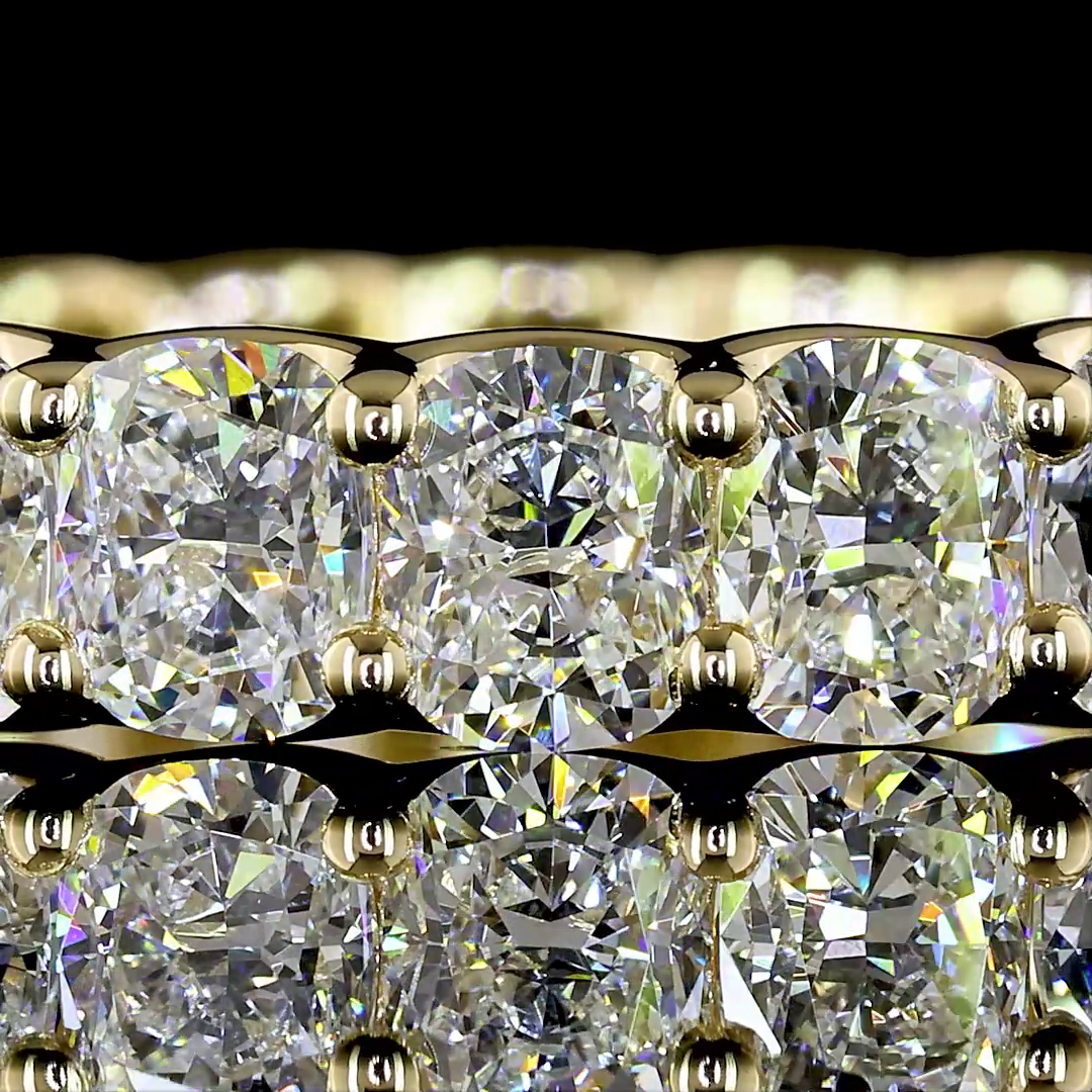 3.56 CTTW Cushion Brilliant Lab Grown Diamond Full Eternity Sz. 7.5 (E Color and VS Clarity)