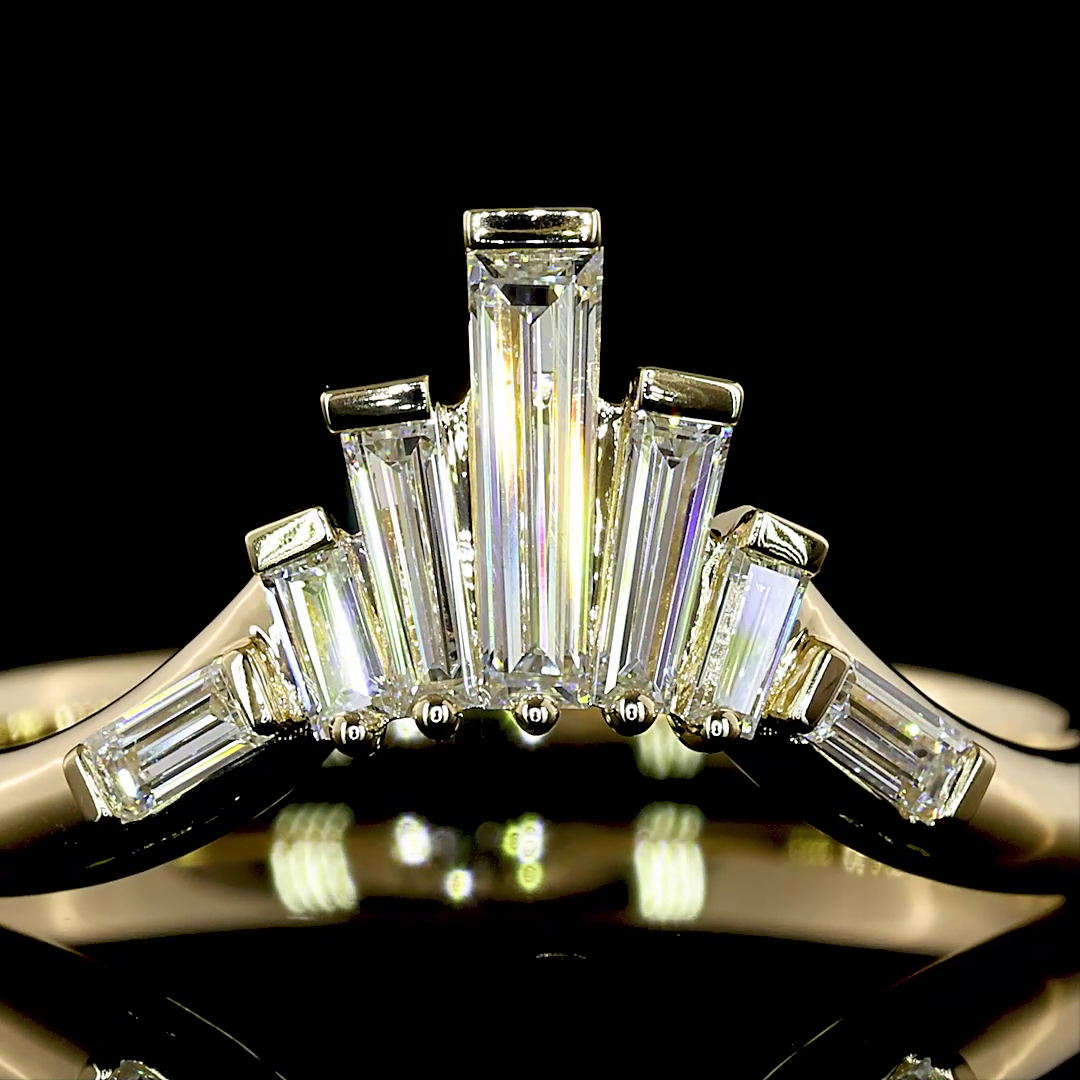 0.35 CTTW Baguette Lab Diamond 7 Stones Eternity Band (E Color and VS Clarity)