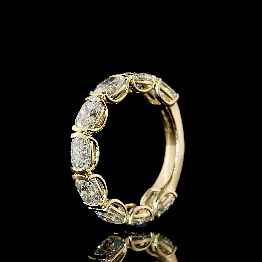 3.39 CTTW Cushion Brilliant Lab Diamond 3/4 Eternity Band (E Color and VS Clarity)