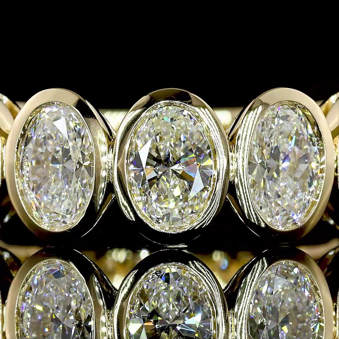 3.08 CTTW Oval Lab Diamond 3/4 Eternity Band (F+ Color and VS+ Clarity)