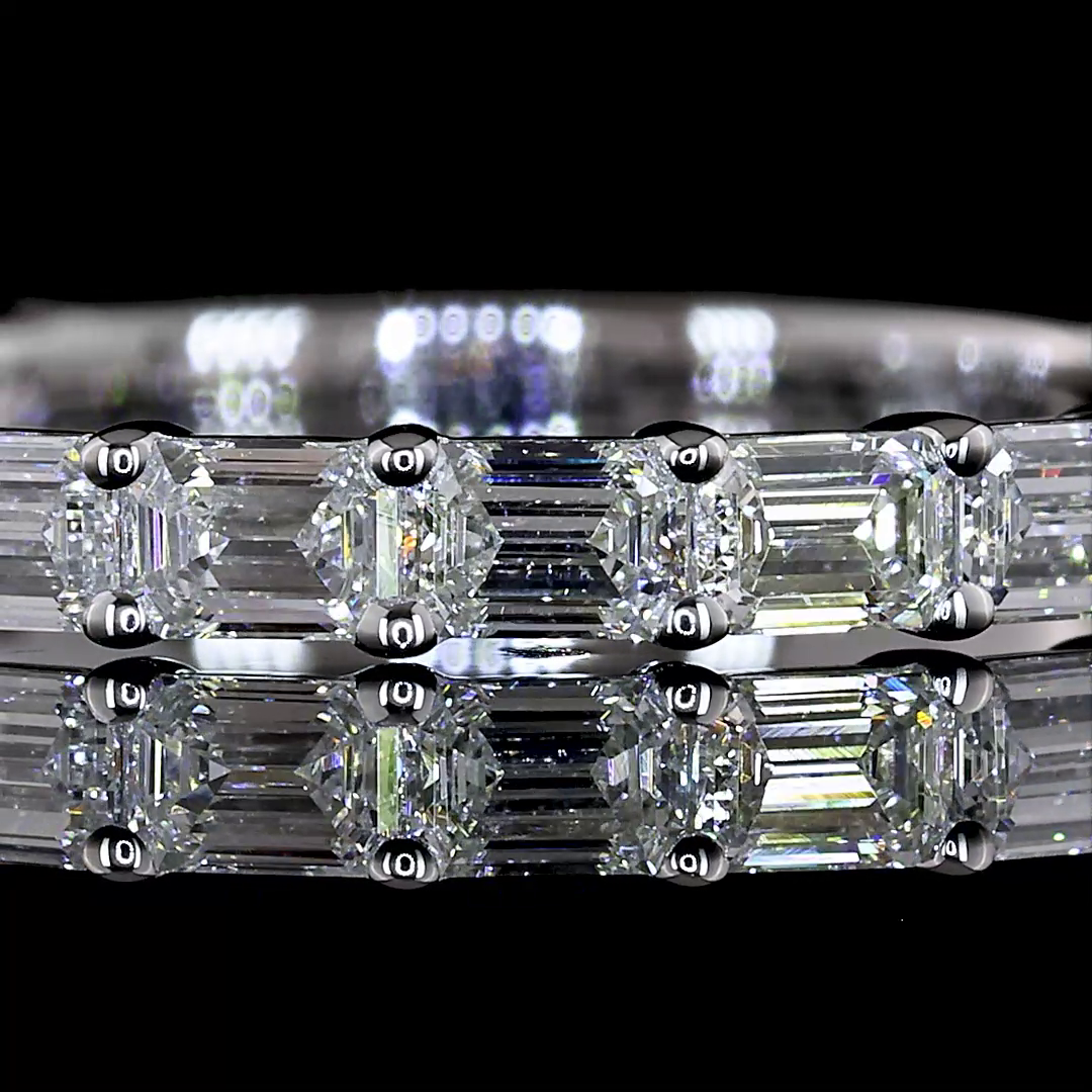 1.08 CTTW Emerald Lab Diamond 3/4 Eternity Band (F+ Color and VS+ Clarity)