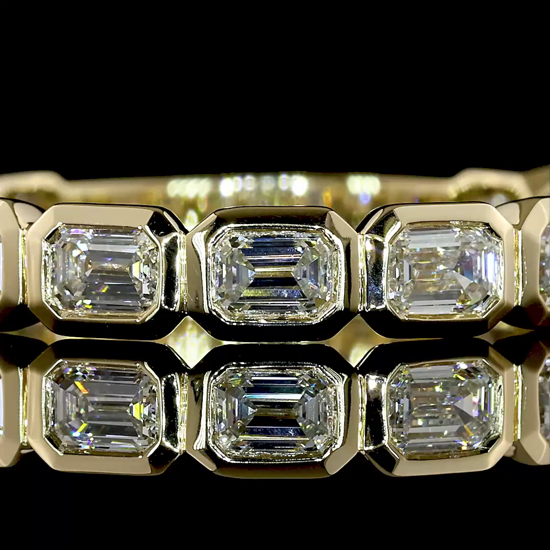 1.14 CTTW Emerald Lab Diamond 3/4 Eternity Band (F+ Color and VS+ Clarity)