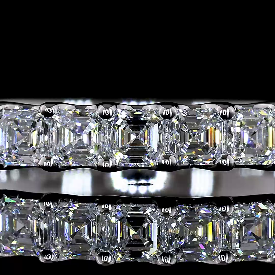 0.94 CTTW Asscher Lab Diamond Half Eternity Eternity Band (F+ Color and VS+ Clarity)