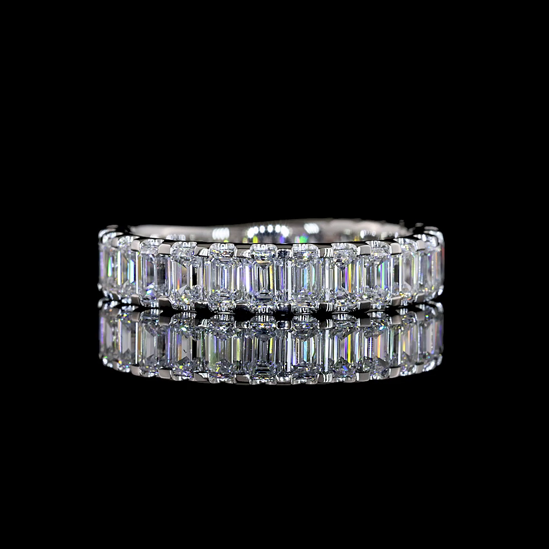 2.12 CTTW Emerald Lab Diamond 3/4 Eternity Band (E Color and VS Clarity)