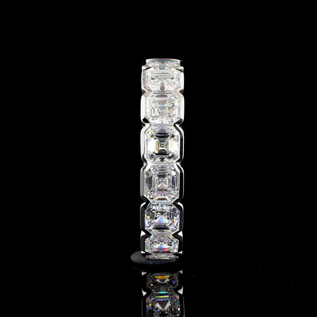 4.72 CTTW Asscher Lab Diamond Full Eternity Sz. 6 14k White Gold F Color and VVS2 Clarity jewelry-spot-usa