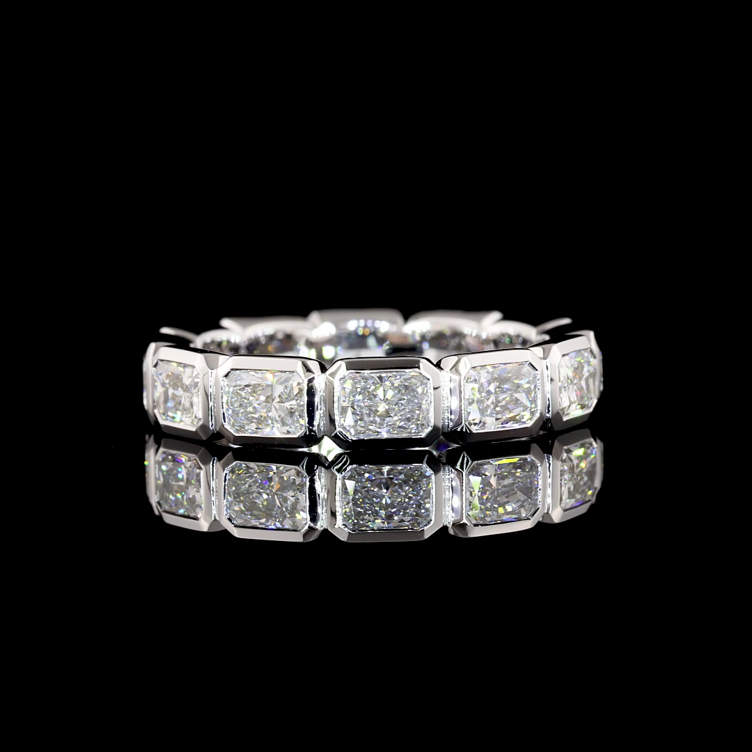 14k White Gold Lab Diamond Radiant 3.02 CTTW Full Eternity Band Sz. 6 F VVS2