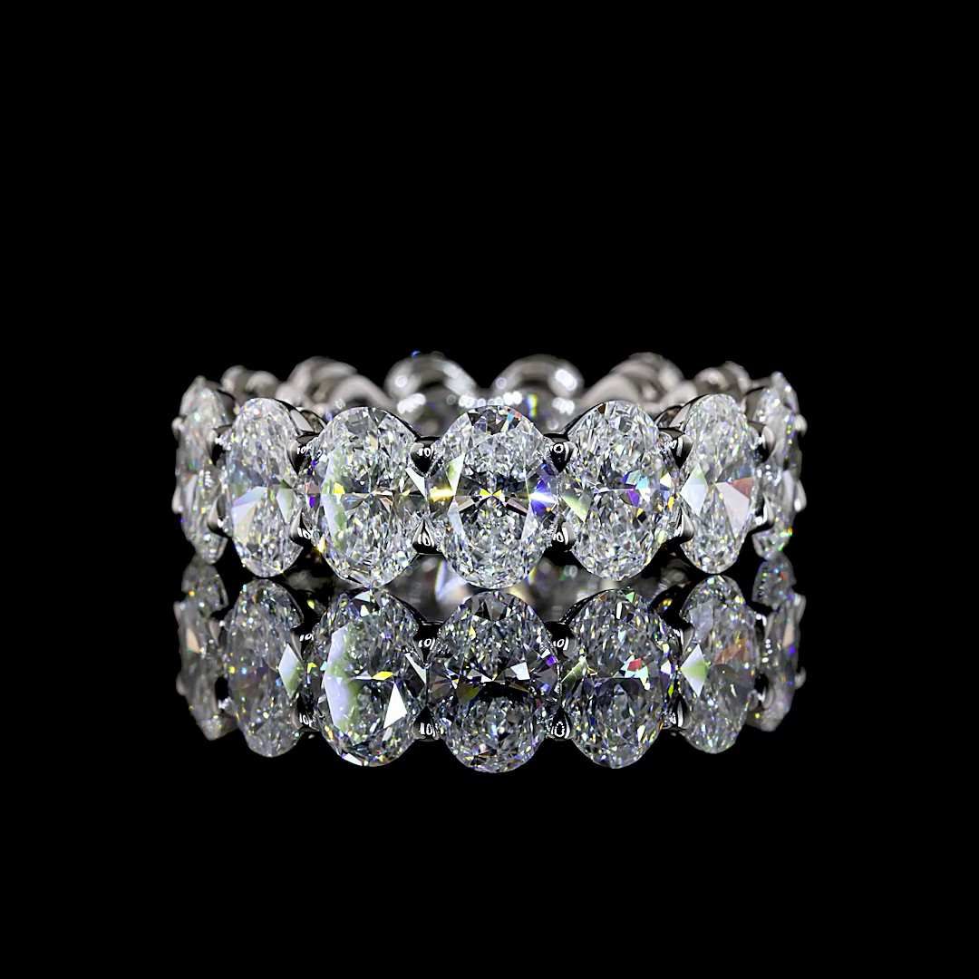 7.04 CTTW Oval Lab Grown Diamond Full Eternity Sz. 6 (E Color and VS1 Clarity)