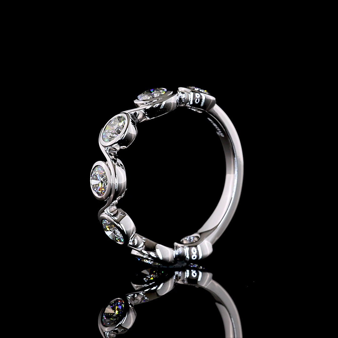 1.57 CTTW Round Lab Grown Diamond 7 Stones Eternity Band Sz. 6 (E Color and VS1 Clarity)