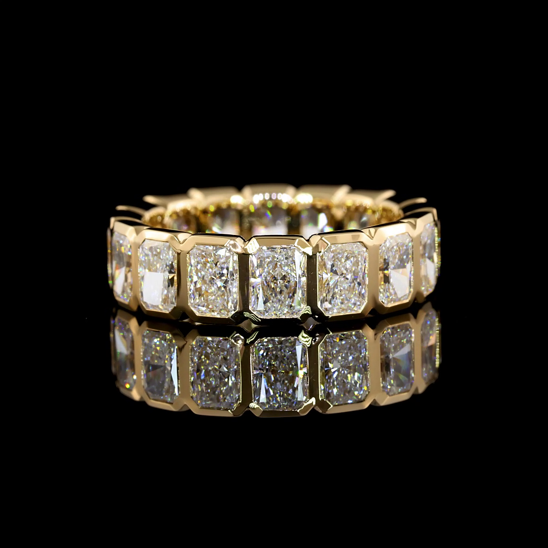 5.30 CTTW Radiant Lab Diamond Full Eternity Sz. 6.5 14k Yellow Gold F Color and VS2 Clarity jewelry-spot-usa