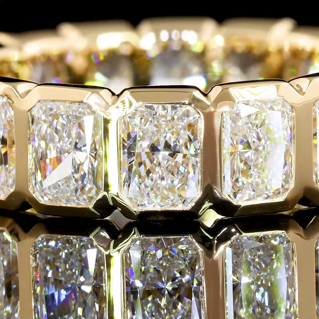 5.30 CTTW Radiant Lab Diamond Full Eternity Sz. 6.5 14k Yellow Gold F Color and VS2 Clarity jewelry-spot-usa