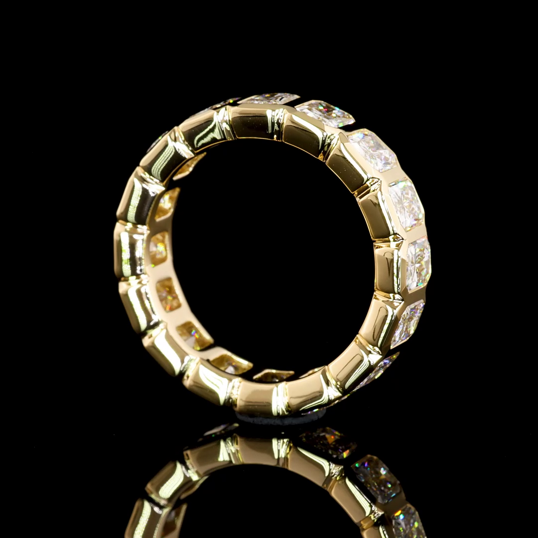 5.30 CTTW Radiant Lab Diamond Full Eternity Sz. 6.5 14k Yellow Gold F Color and VS2 Clarity jewelry-spot-usa