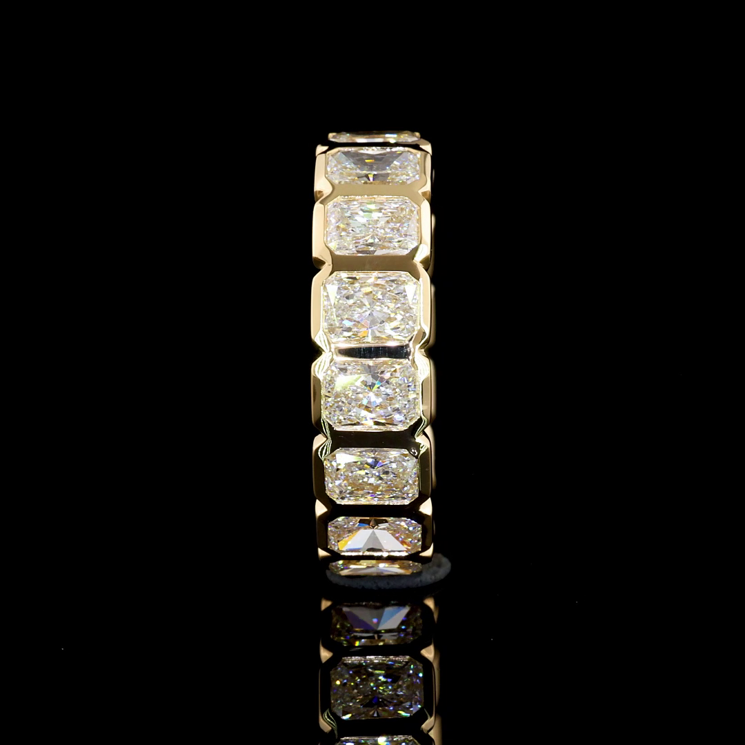 5.30 CTTW Radiant Lab Diamond Full Eternity Sz. 6.5 14k Yellow Gold F Color and VS2 Clarity jewelry-spot-usa