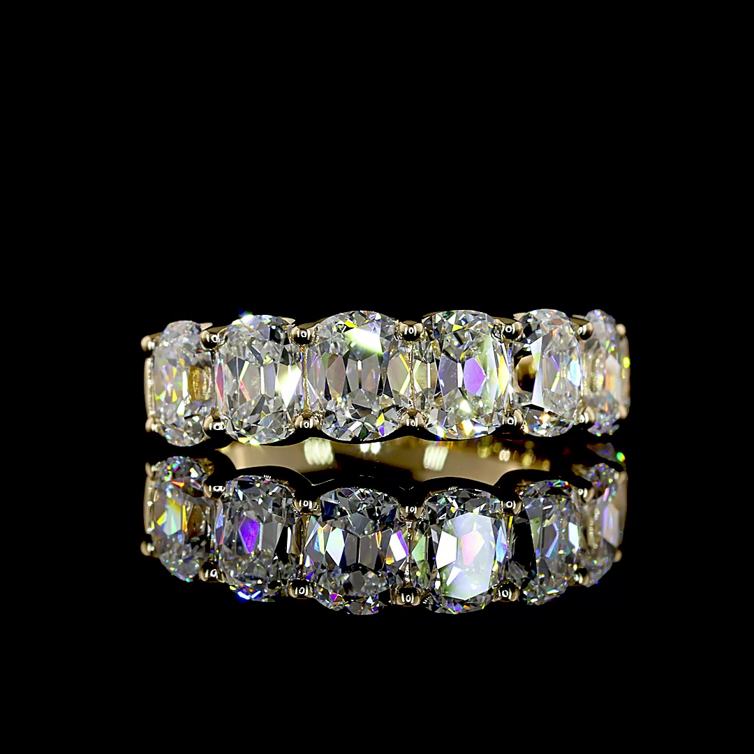 3.58 CTTW Antique Cushion Lab Grown Diamond 7 Stones Eternity Band Sz. 6 (E Color and VS1 Clarity)
