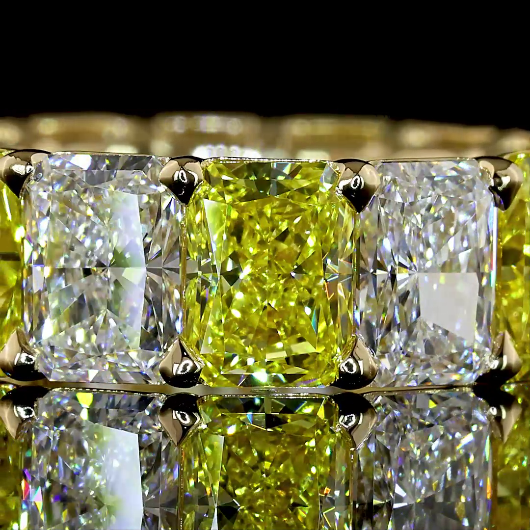 8.91 CTTW Radiant Lab Diamond Full Eternity (Fancy Vivid Yellow Color and VS1 Clarity)