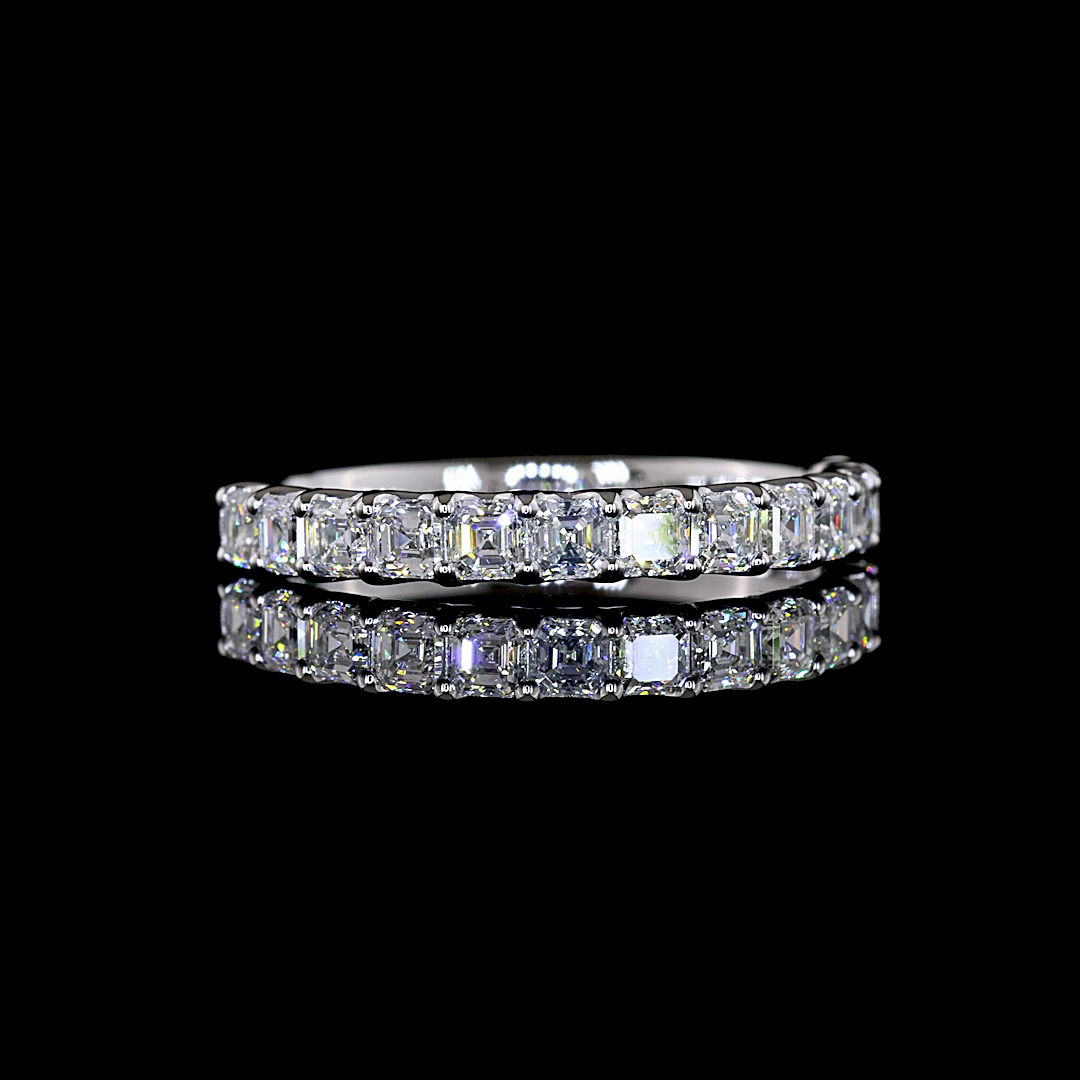 0.86 CTTW Asscher Lab Diamond Half Eternity Eternity Band (F Color and VS1 Clarity)