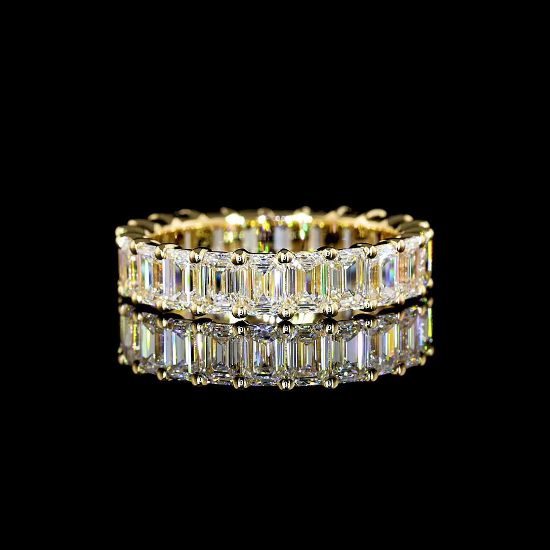 14k Yellow Gold Lab Diamond Emerald 3.26 CTTW Full Eternity Band Sz. 4.75 E VVS2