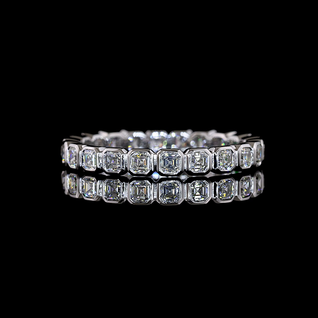 1.07 CTTW Asscher Natural Diamond Full Eternity Sz. 6.5 (H Color and SI Clarity)