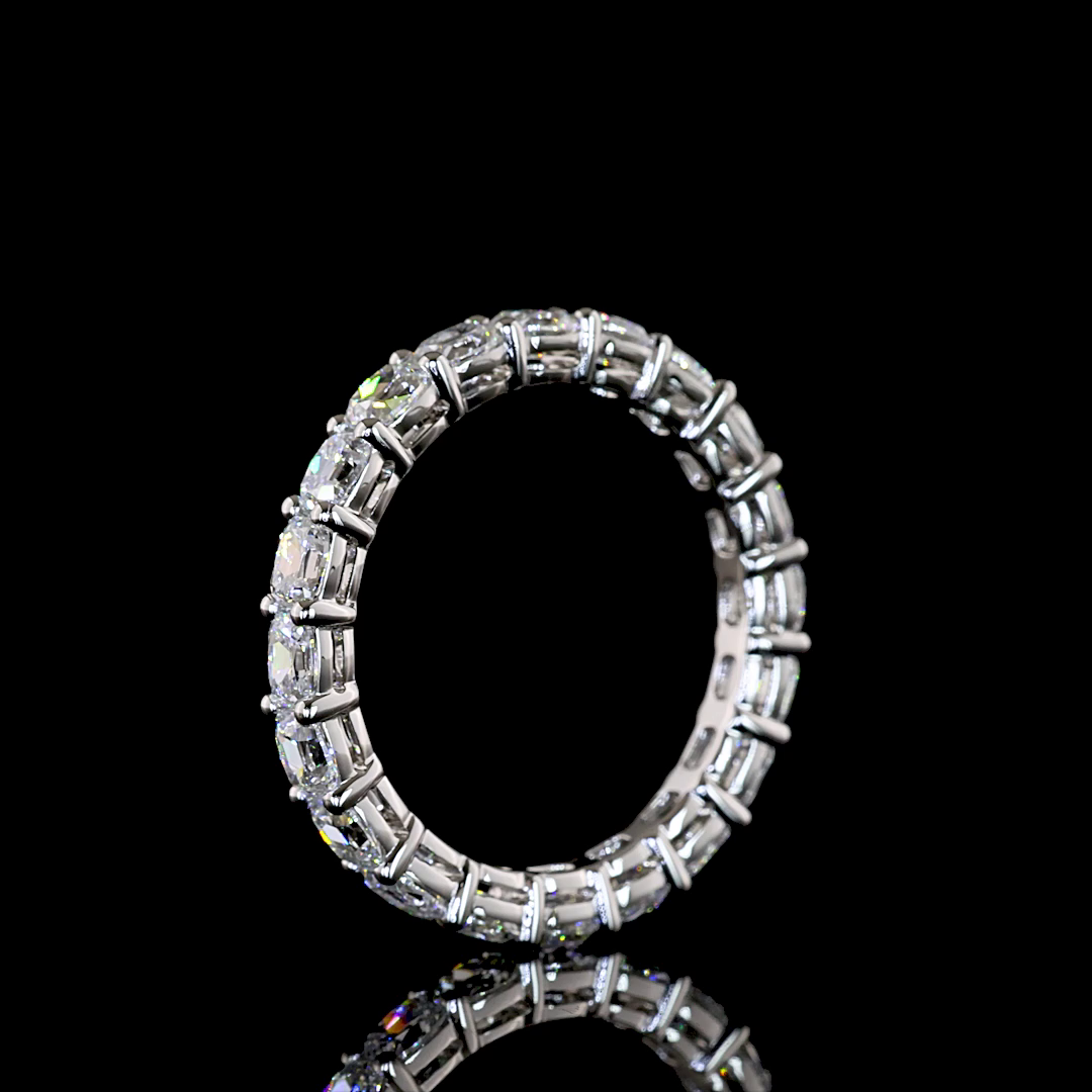 2.46 CTTW Antique Cushion Lab Grown Diamond Full Eternity Sz. 7.5 (E Color and VS1 Clarity)