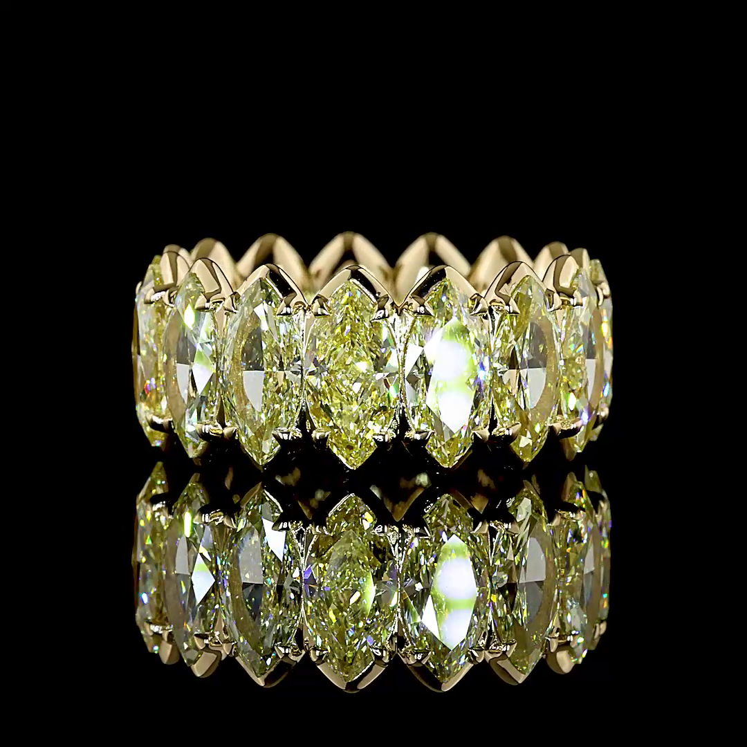 9.62 CTTW Step Marquise Lab Diamond Full Eternity (Fancy Yellow Color and VS1 Clarity)