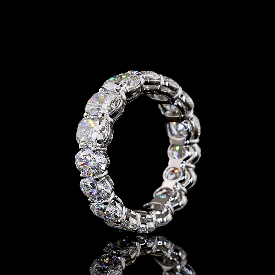 7.54 CTTW Cushion Brilliant Lab Grown Diamond Full Eternity Sz. 7.5 (E Color and VS1 Clarity)
