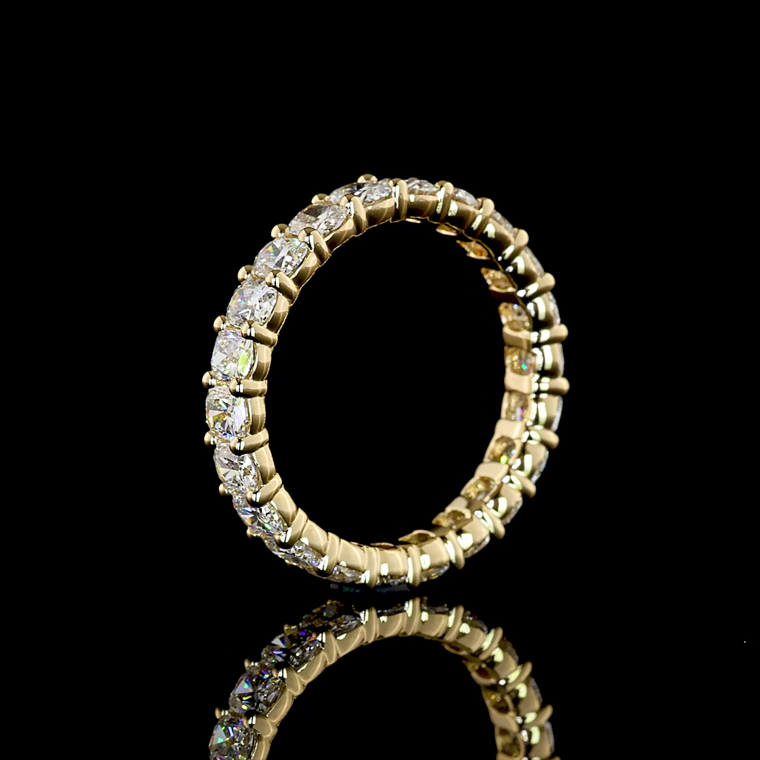 2.05 CTTW Cushion Brilliant Lab Grown Diamond Full Eternity Sz. 4.75 (E Color and VS1 Clarity)