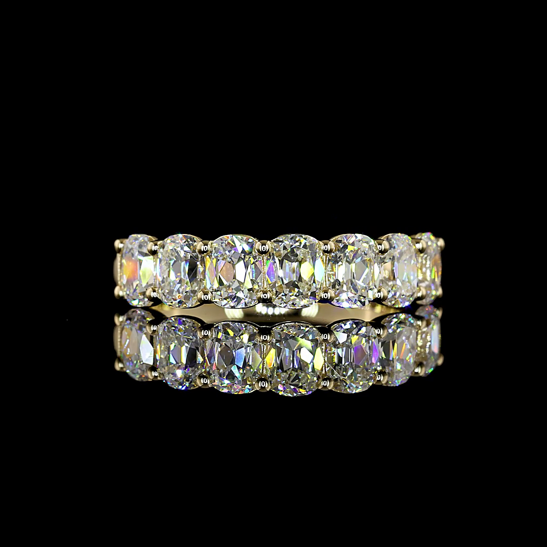 2.13 CTTW Antique Cushion Lab Grown Diamond 7 Stones Eternity Band Sz. 6.5 (E Color and VS1 Clarity)