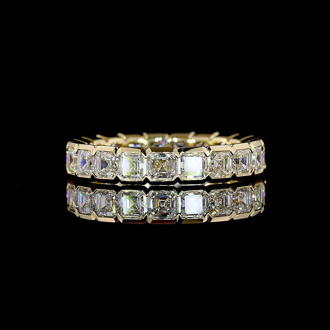 3.13 CTTW Asscher Lab Grown Diamond Full Eternity Sz. 6.5 (E Color and VS1 Clarity)