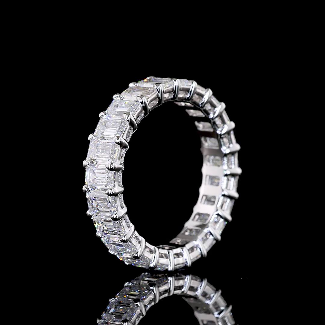 4.96 CTTW Emerald Lab Grown Diamond Full Eternity Sz. 6.5 (E Color and VS1 Clarity)