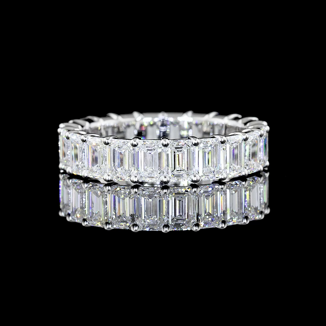 3.99 CTTW Emerald Lab Diamond Full Eternity Sz. 6 14k White Gold (F Color and VS1 Clarity)