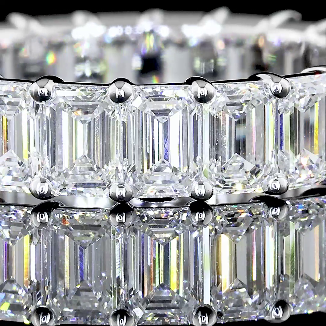 3.99 CTTW Emerald Lab Diamond Full Eternity Sz. 6 14k White Gold (F Color and VS1 Clarity)